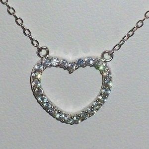 Sterling Silver CZ Heart Pendant Necklace